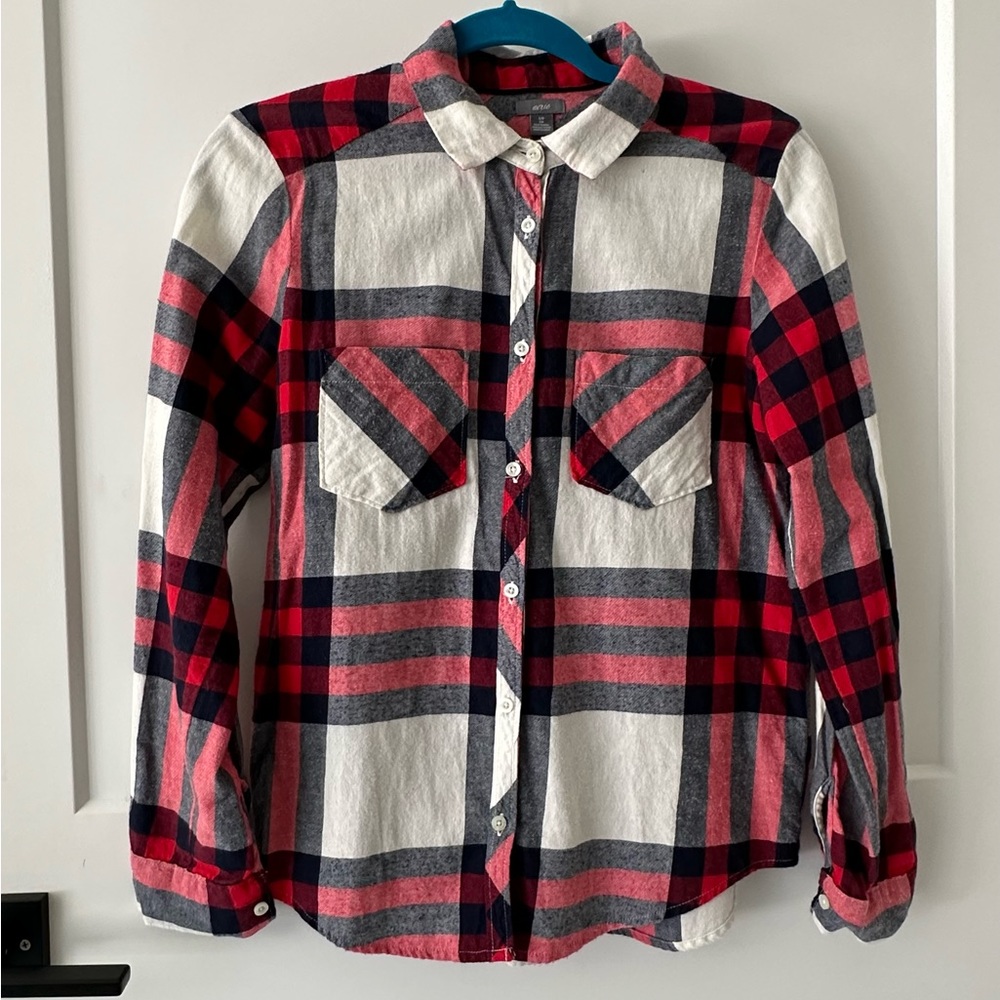 Aerie Plaid Flannel Long Sleeve Button Down Shirt Size S